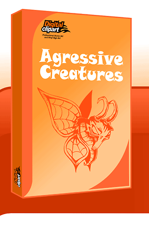 Aggressive Creatures - Cuttable vector clipart in EPS and AI formats. Vectorial Clip art for cutting plotters.