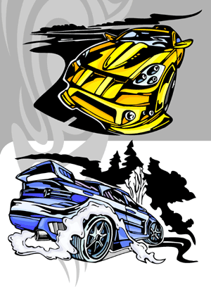 American Muscle Cars Cuttable vector clipart in EPS and AI formats