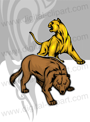 Animal Mascots. Cuttable vector clipart in EPS and AI formats. Vectorial Clip art for cutting plotters.
