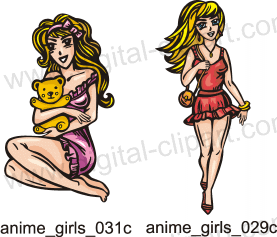 Anime Girls. Free vector lipart in EPS and AI formats.