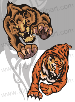 Big Cats - Cuttable vector clipart in EPS and AI formats. Vectorial Clip art for cutting plotters.