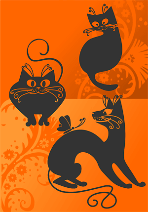Black Cats - Cuttable vector clipart in EPS and AI formats. Vectorial Clip art for cutting plotters.