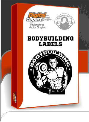 Bodybuilding Labels - Cuttable vector clipart in EPS and AI formats. Vectorial Clip art for cutting plotters.
