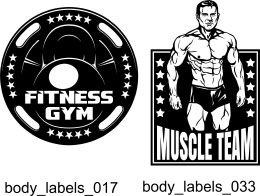 Bodybuilding Labels - Free vector lipart in EPS and AI formats.