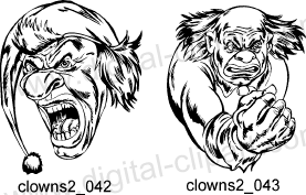 Scary Clowns. Free vector lipart in EPS and AI formats.