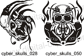 Cyber Skulls. Free vector lipart in EPS and AI formats.