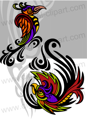 Decorative Birds. Cuttable vector clipart in EPS and AI formats. Vectorial Clip art for cutting plotters.