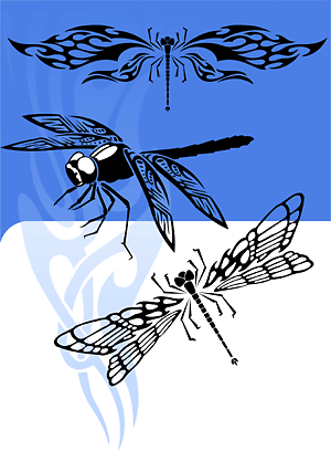 Dragonfly - Cuttable vector clipart in EPS and AI formats. Vectorial Clip art for cutting plotters.