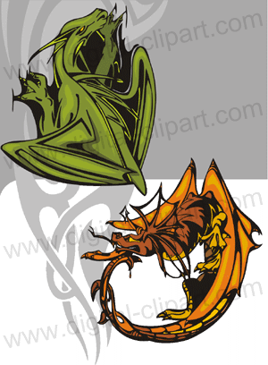 Dragons 2 Clipart  - Cuttable vector clipart in EPS and AI formats. Vectorial Clip art for cutting plotters.