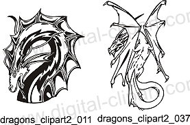 Dragons 2 Clipart. Free vector lipart in EPS and AI formats.