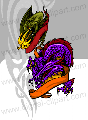 Dragon Templates. Cuttable vector clipart in EPS and AI formats. Vectorial Clip art for cutting plotters.