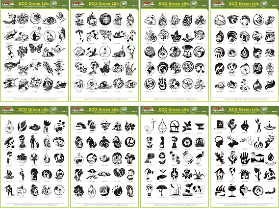 ECO Green Life - PDF - catalog. Cuttable vector clipart in EPS and AI formats. Vectorial Clip art for cutting plotters.