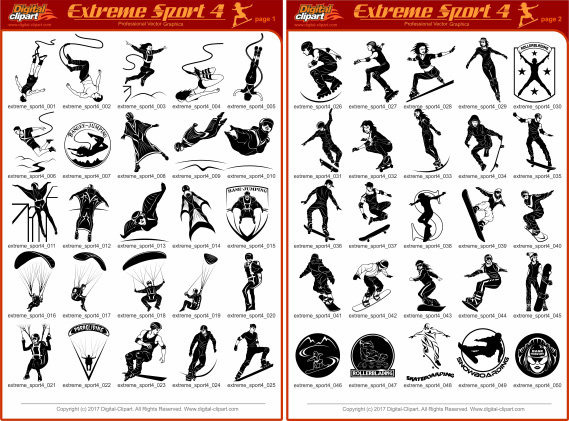 Extreme Sport 4 - PDF - catalog. Cuttable vector clipart in EPS and AI formats. Vectorial Clip art for cutting plotters.