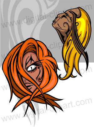 Fantasy Girls Clipart  - Cuttable vector clipart in EPS and AI formats. Vectorial Clip art for cutting plotters.