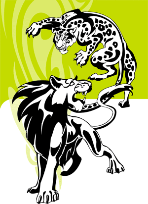 Flaming Big Cats 2 - Cuttable vector clipart in EPS and AI formats. Vectorial Clip art for cutting plotters.