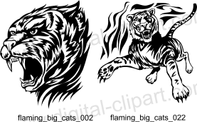 Flaming Big Cats - Free vector lipart in EPS and AI formats.