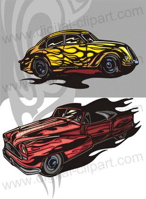 Flaming Hotrods Cuttable vector clipart in EPS and AI formats