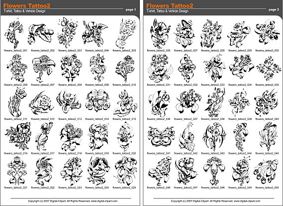 Flowers Tattoo 2 - Extreme Vector Clipart for Professional Use (Vinyl-Ready Flowers Tattoo 2 - Extreme Vector Clipart for Professional Use (Vinyl-Ready