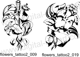Flowers Tattoo 2 - Free vector lipart in EPS and AI formats.