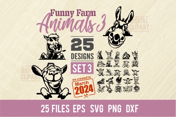 Funny Farm Animals 3 Bundle SVG