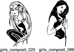 Girls Compositions - Free vector lipart in EPS and AI formats.