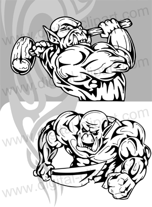 Goblins Clipart - Cuttable vector clipart in EPS and AI formats. Vectorial Clip art for cutting plotters.