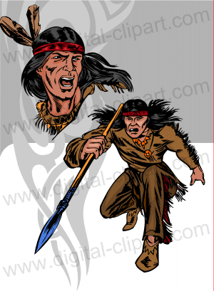 American indeans - Cuttable vector clipart in EPS and AI formats. Vectorial Clip art for cutting plotters.