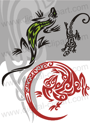 Lizards. Cuttable vector clipart in EPS and AI formats. Vectorial Clip art for cutting plotters.