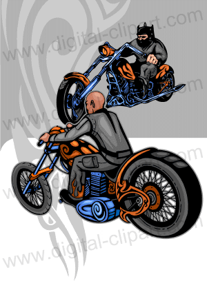 Choppers and Bike. Cuttable vector clipart in EPS and AI formats. Vectorial Clip art for cutting plotters.