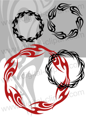 Rounded Flames Clip Art. Cuttable vector clipart in EPS and AI formats. Vectorial Clip art for cutting plotters.