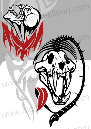 Skulls and Vegetation - Cuttable vector clipart in EPS and AI formats. Vectorial Clip art for cutting plotters.