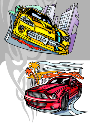 Street Racing 5 - Cuttable vector clipart in EPS and AI formats. Vectorial Clip art for cutting plotters.