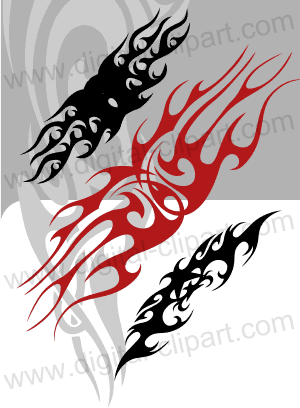Symmetric Flames Clip Art. Cuttable vector clipart in EPS and AI formats. Vectorial Clip art for cutting plotters.