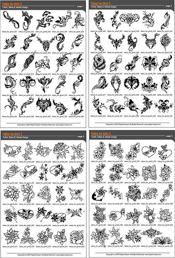Tattoo for Girls 5 - Extreme Vector Clipart for Professional Use Tattoo for Girls 5 - Extreme Vector Clipart for Professional Use