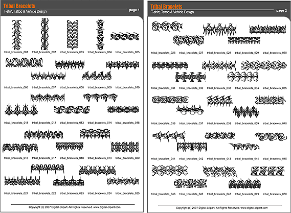 Tribal Bracelets (Armband)  - PDF - catalog. Cuttable vector clipart in EPS and AI formats. Vectorial Clip art for cutting plotters.