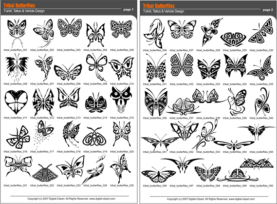 Tattoo Butterflies - Extreme Vector Clipart for Professional Use 