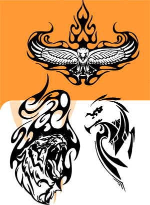 Tribal Predators. Cuttable vector clipart in EPS and AI formats. Vectorial Clip art for cutting plotters.