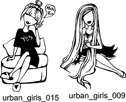 Urban Girls. Free vector lipart in EPS and AI formats.