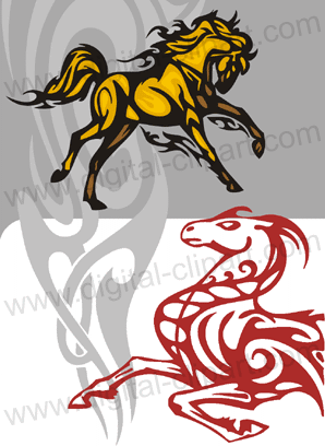 Vignettes Horses. Cuttable vector clipart in EPS and AI formats. Vectorial Clip art for cutting plotters.
