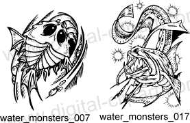 Water Monster. Free vector lipart in EPS and AI formats.