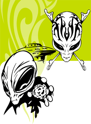 Aliens and UFO - Cuttable vector clipart in EPS and AI formats. Vectorial Clip art for cutting plotters.