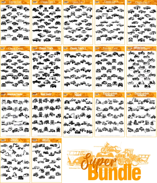 All Vehicles SVG - Classic Cars, Trucks, Semi Truck, Special Vehicles, Construction Vehicles, Classic Motorcycles, Farm Vehicles, Transport Logo Desig