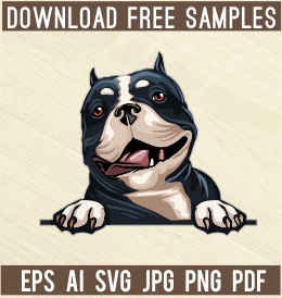 American Bully Peeking Dogs - Free vector lipart in EPS and AI formats.