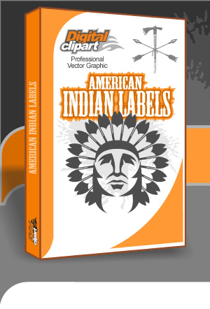 American Indians Labels  - Cuttable vector clipart in EPS and AI formats. Vectorial Clip art for cutting plotters.