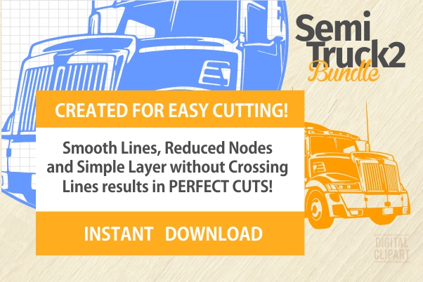 Semi Truck Cuttable files, cricut files, cut svg, cnc clipart