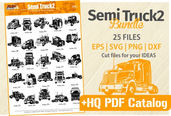 Semi Truck Cuttable files, cricut files, cut svg, cnc clipart