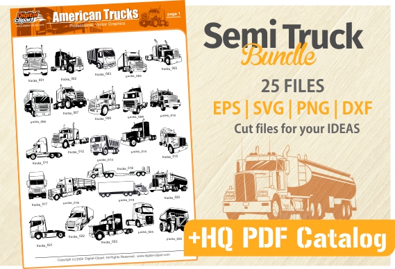 Semi Truck Cuttable files, cricut files, cut svg, cnc clipart