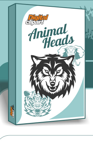 Animal Heads. Cuttable vector clipart in EPS and AI formats. Vectorial Clip art for cutting plotters.
