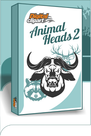 Animal Heads2. Cuttable vector clipart in EPS and AI formats. Vectorial Clip art for cutting plotters.