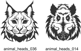Animal Heads. Free vector lipart in EPS and AI formats.